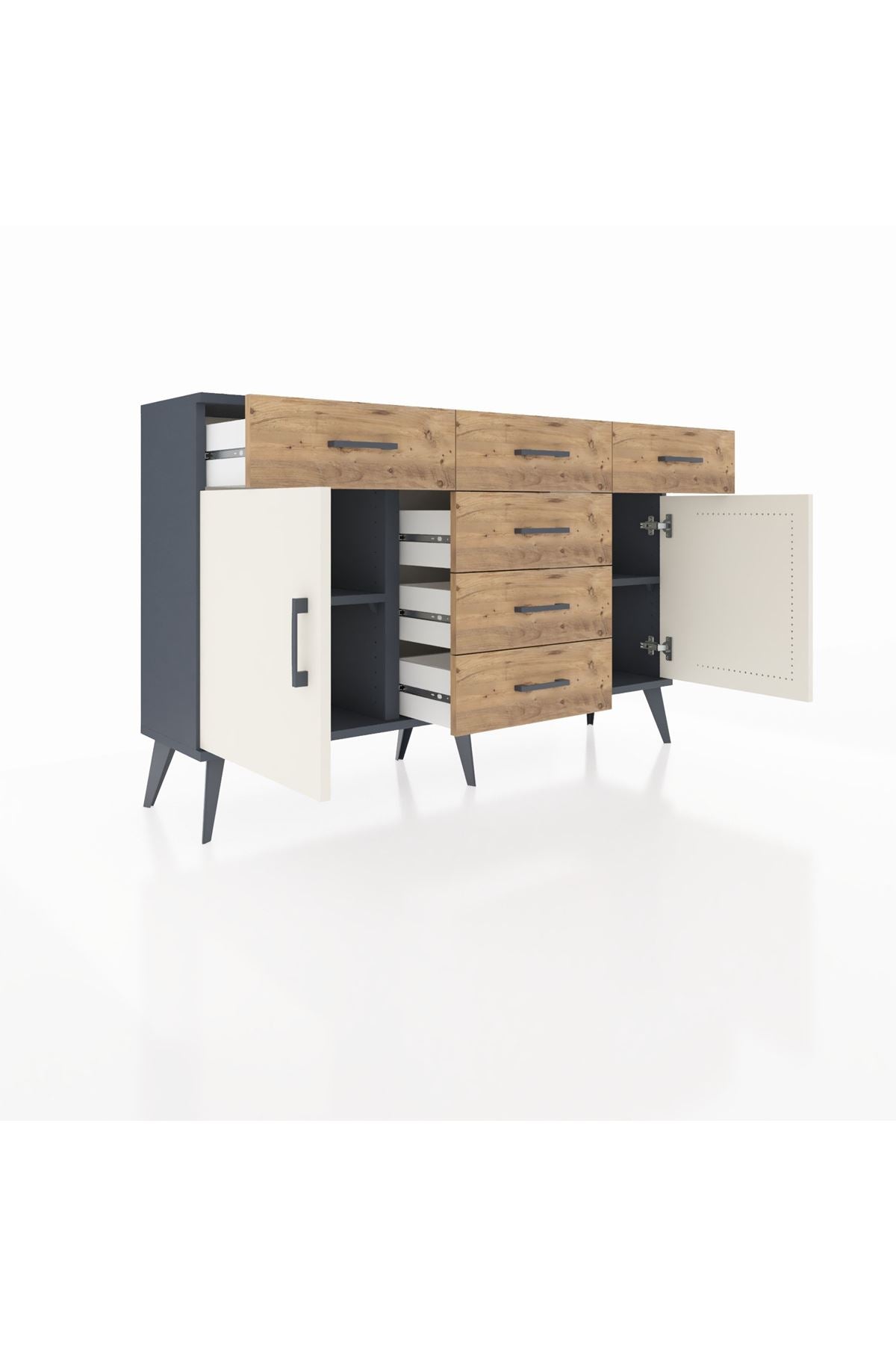 Arges Konsol 2 Raflı 6 Çekmeceli 2 Kapaklı 132x30x83 - S144M020V15A