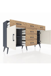 Arges Konsol 2 Raflı 6 Çekmeceli 2 Kapaklı 132x30x83 - S144M020V15A