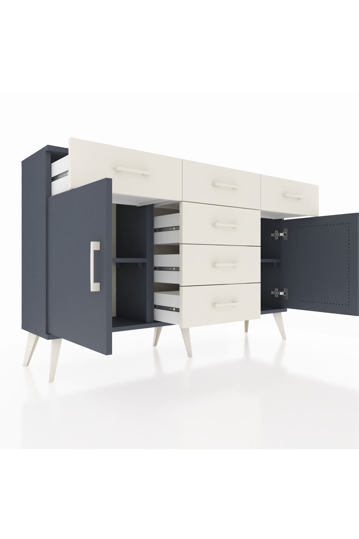 Arges Konsol 2 Raflı 6 Çekmeceli 2 Kapaklı 132x30x83 - S144M020V16A