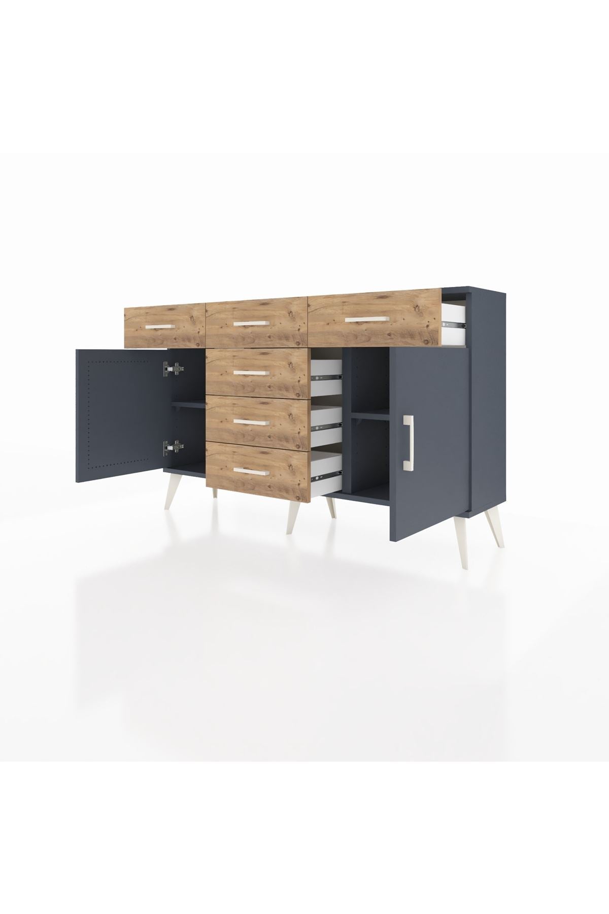 Arges Konsol 2 Raflı 6 Çekmeceli 2 Kapaklı 132x30x83 - S144M020V18A