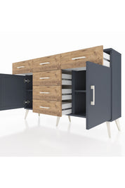 Arges Konsol 2 Raflı 6 Çekmeceli 2 Kapaklı 132x30x83 - S144M020V18A