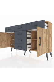 Arges Konsol 2 Raflı 6 Çekmeceli 2 Kapaklı 132x30x83 - S144M020V20A