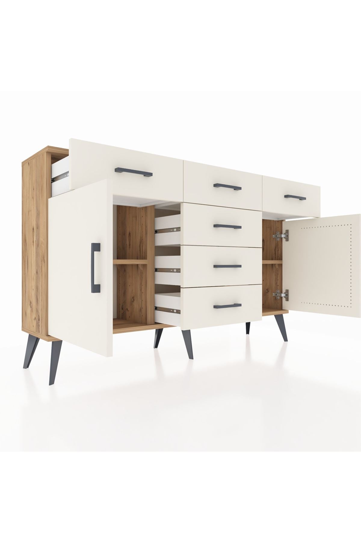 Arges Konsol 2 Raflı 6 Çekmeceli 2 Kapaklı 132x30x83 - S144M020V22A