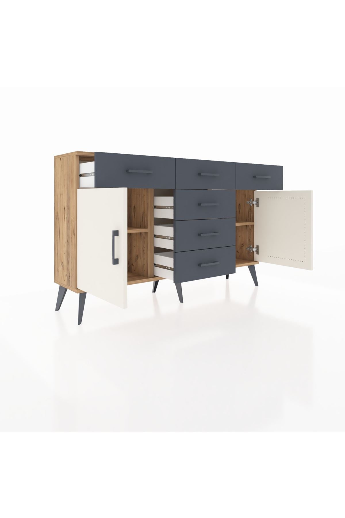 Arges Konsol 2 Raflı 6 Çekmeceli 2 Kapaklı 132x30x83 - S144M020V23A