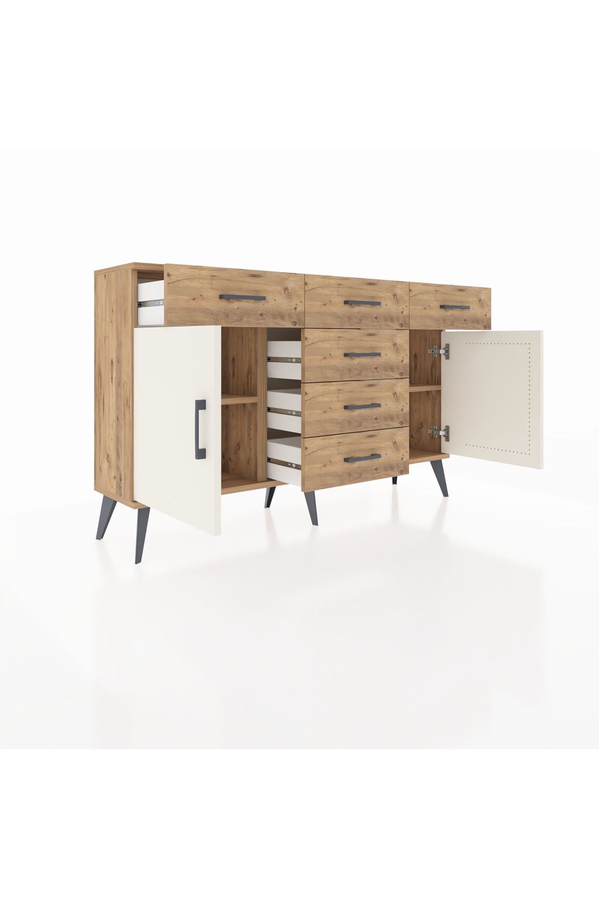 Arges Konsol 2 Raflı 6 Çekmeceli 2 Kapaklı 132x30x83 - S144M020V24A