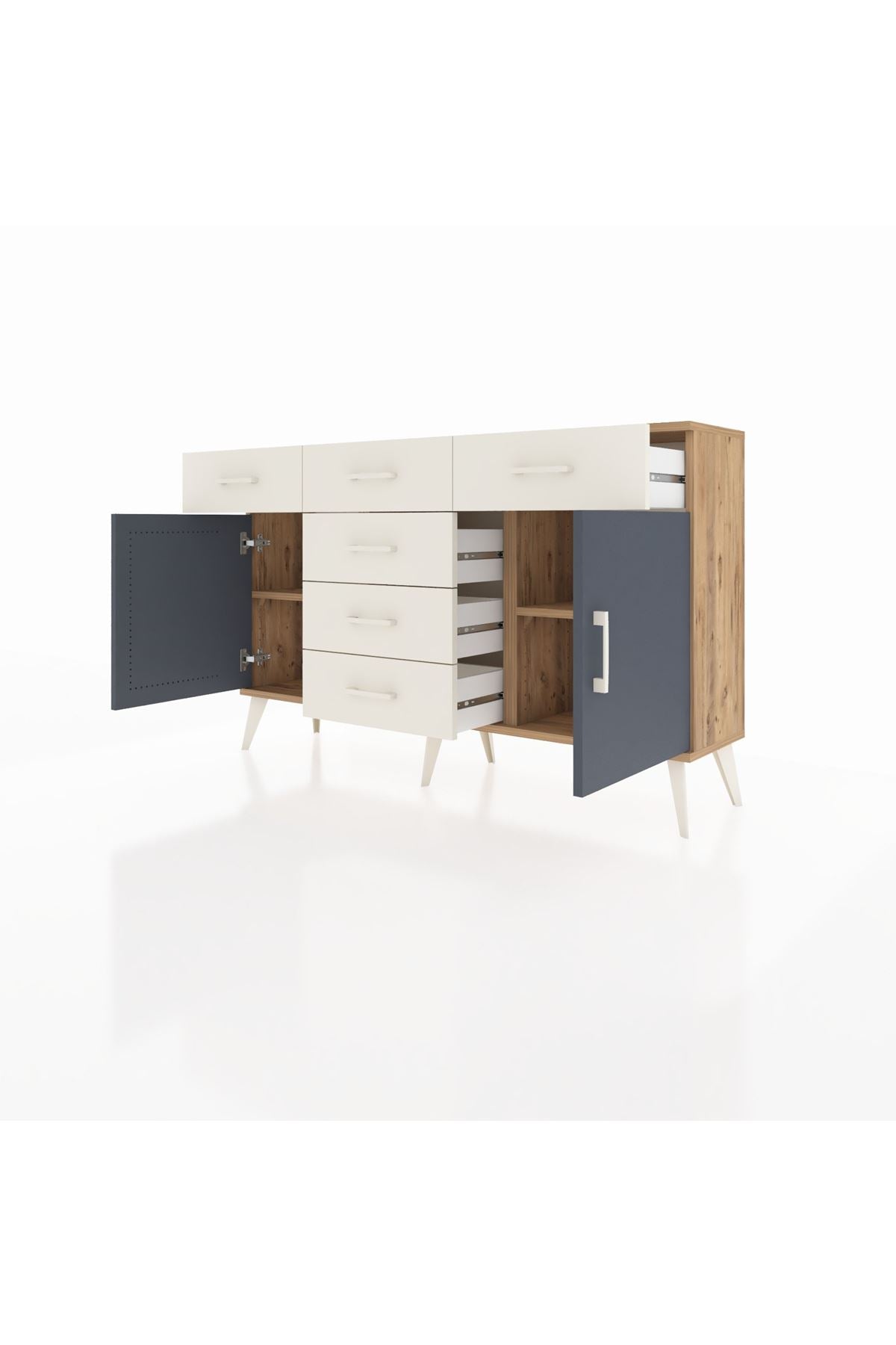 Arges Konsol 2 Raflı 6 Çekmeceli 2 Kapaklı 132x30x83 - S144M020V25A