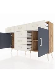 Arges Konsol 2 Raflı 6 Çekmeceli 2 Kapaklı 132x30x83 - S144M020V25A