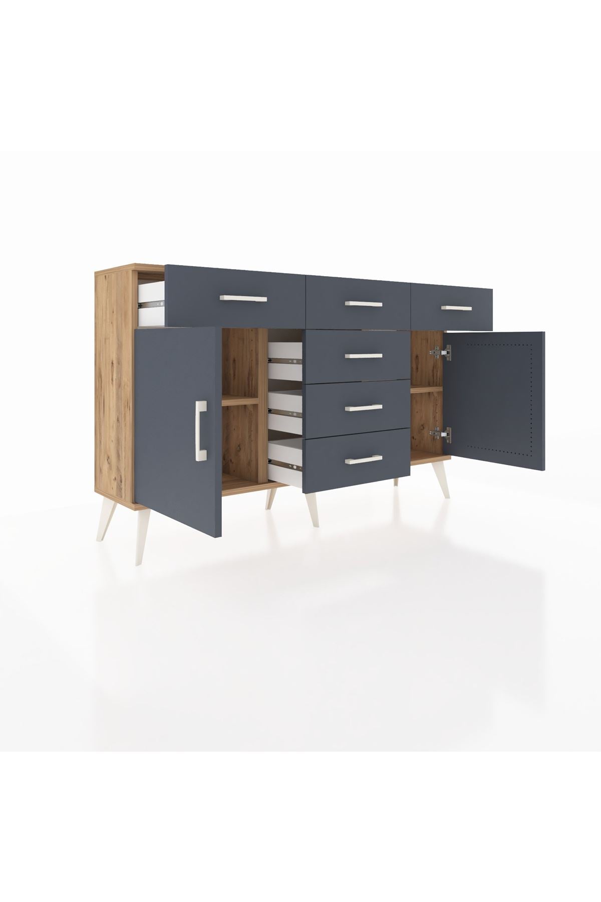 Arges Konsol 2 Raflı 6 Çekmeceli 2 Kapaklı 132x30x83 - S144M020V26A