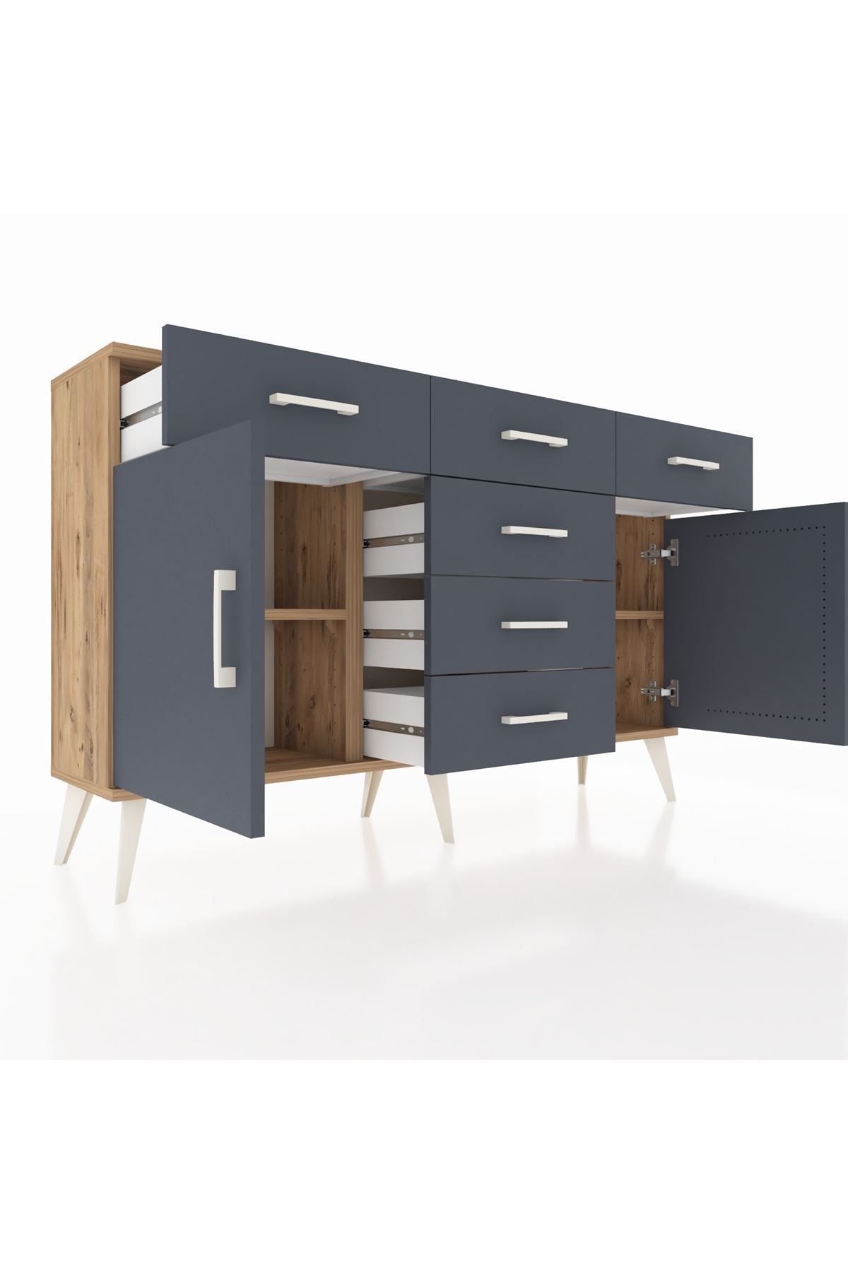 Arges Konsol 2 Raflı 6 Çekmeceli 2 Kapaklı 132x30x83 - S144M020V26A