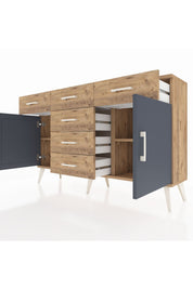 Arges Konsol 2 Raflı 6 Çekmeceli 2 Kapaklı 132x30x83 - S144M020V27A