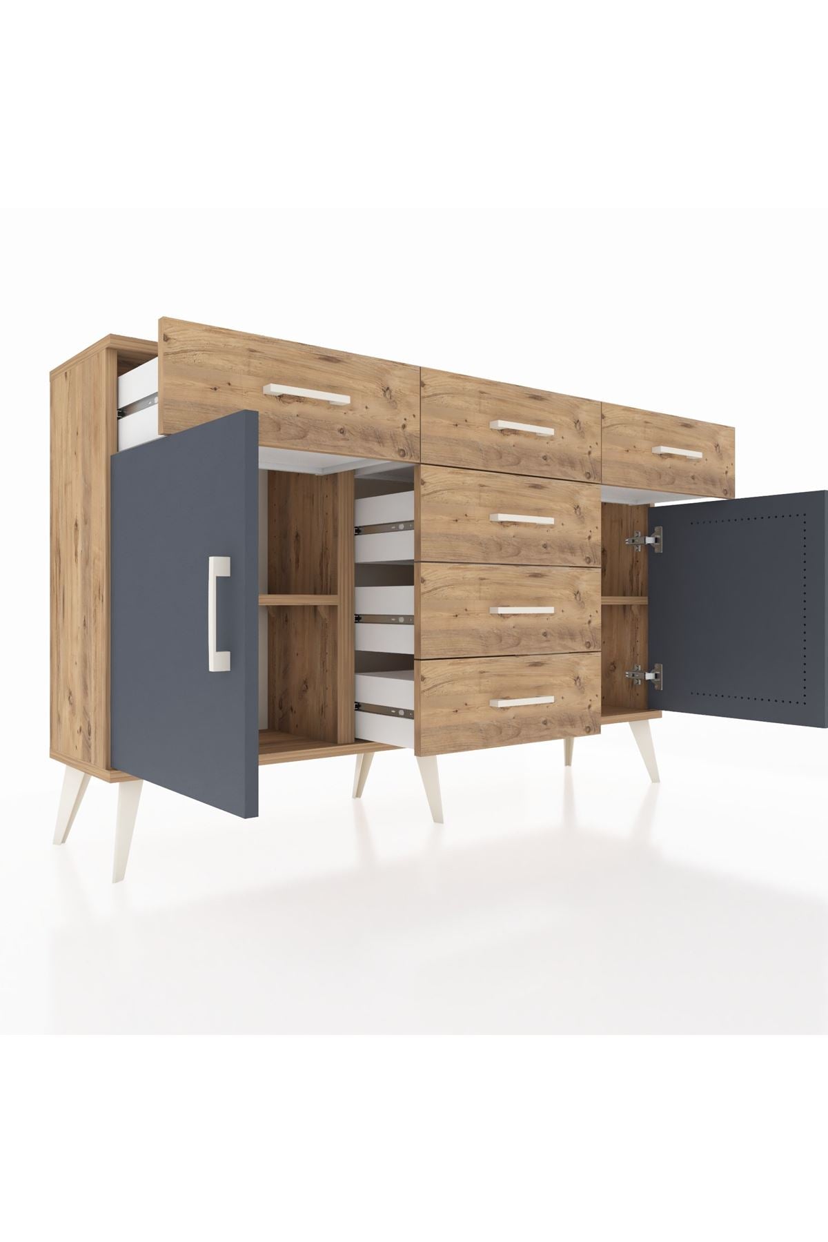 Arges Konsol 2 Raflı 6 Çekmeceli 2 Kapaklı 132x30x83 - S144M020V27A