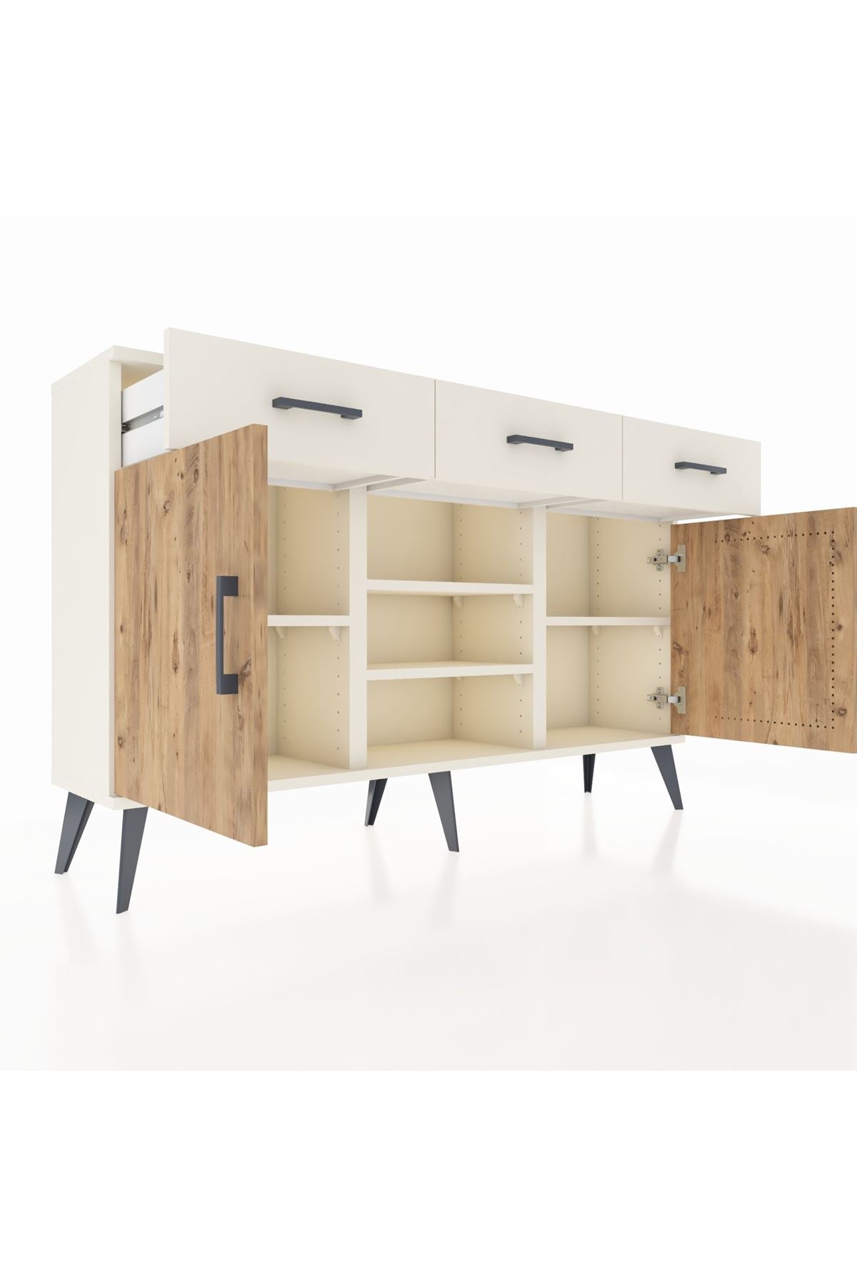 Arges Konsol 4 Raflı 3 Çekmeceli 2 Kapaklı 132x30x83 - S144M021V01A