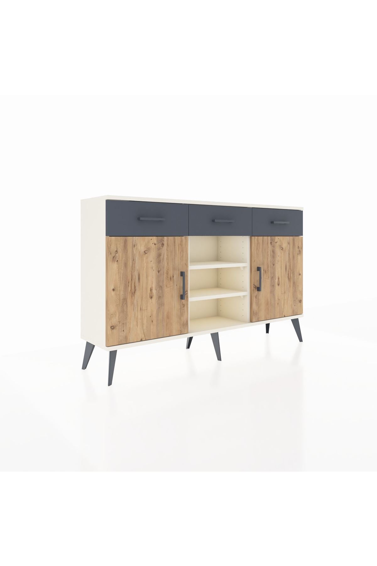Arges Konsol 4 Raflı 3 Çekmeceli 2 Kapaklı 132x30x83 - S144M021V02A