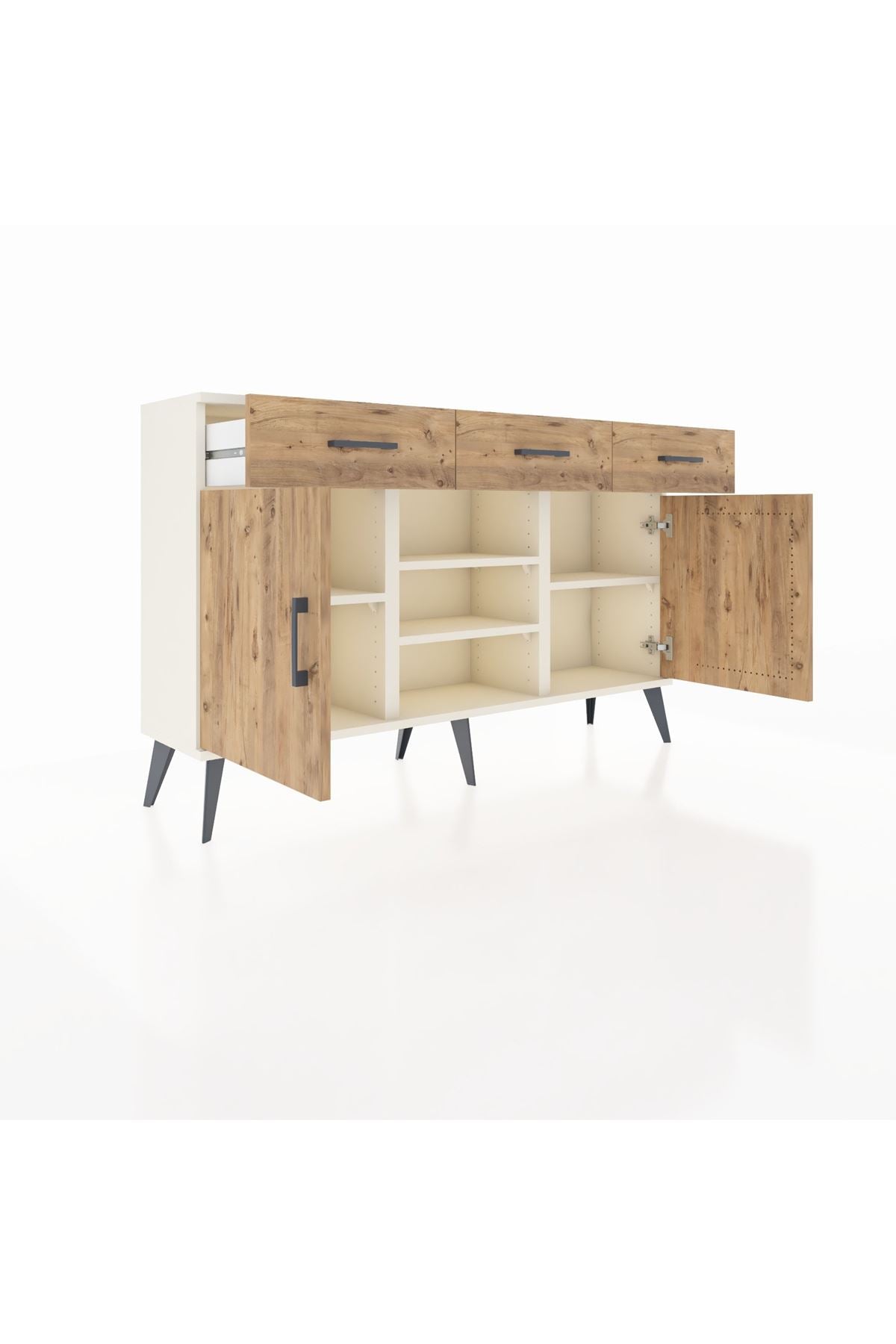 Arges Konsol 4 Raflı 3 Çekmeceli 2 Kapaklı 132x30x83 - S144M021V03A