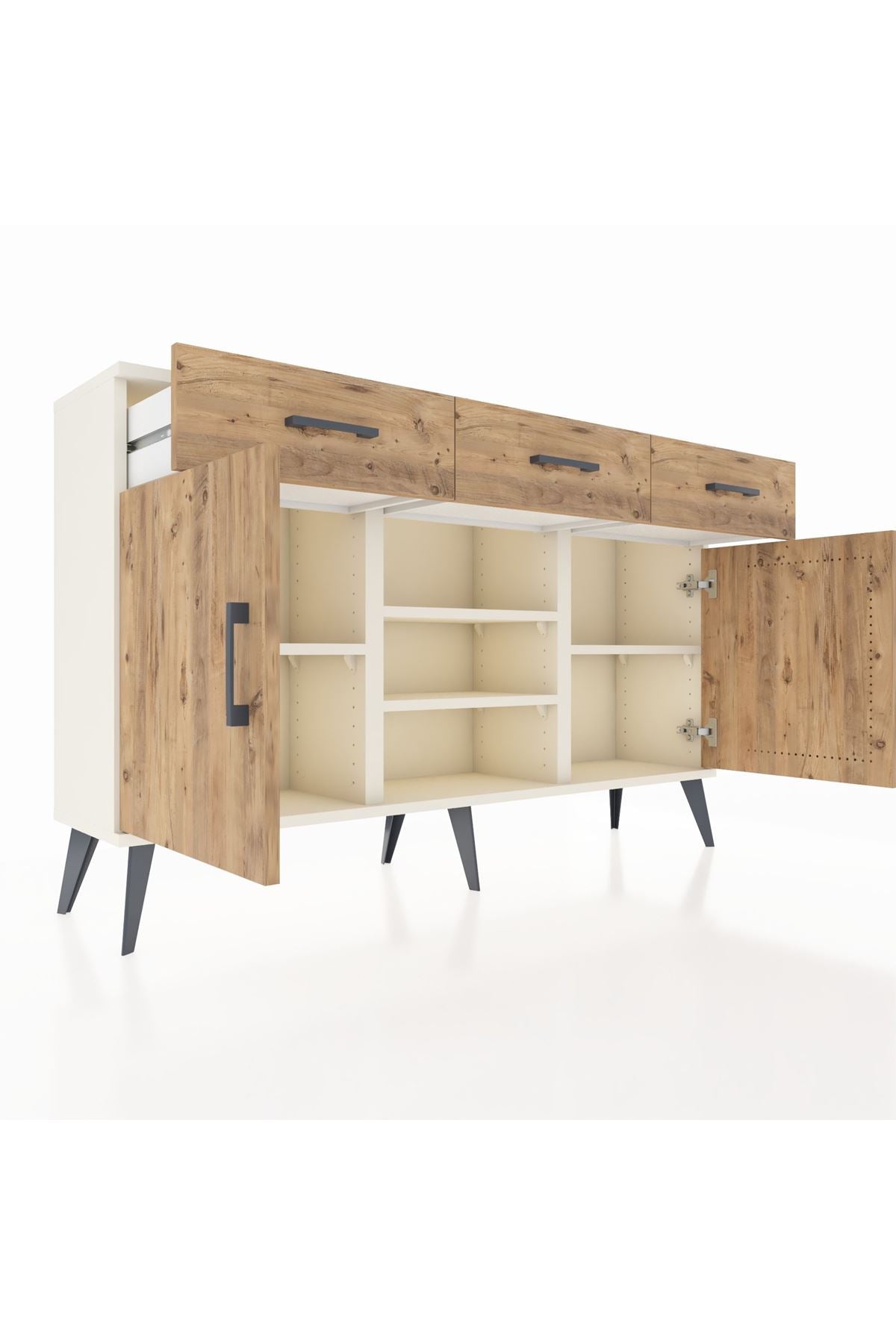 Arges Konsol 4 Raflı 3 Çekmeceli 2 Kapaklı 132x30x83 - S144M021V03A