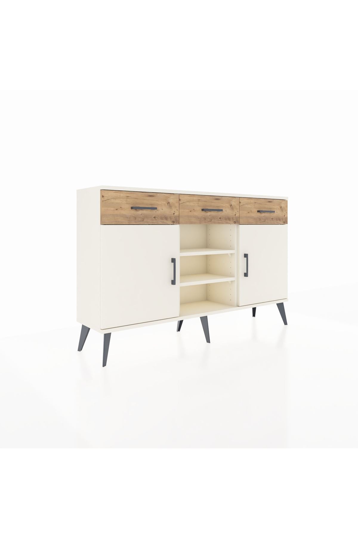 Arges Konsol 4 Raflı 3 Çekmeceli 2 Kapaklı 132x30x83 - S144M021V06A