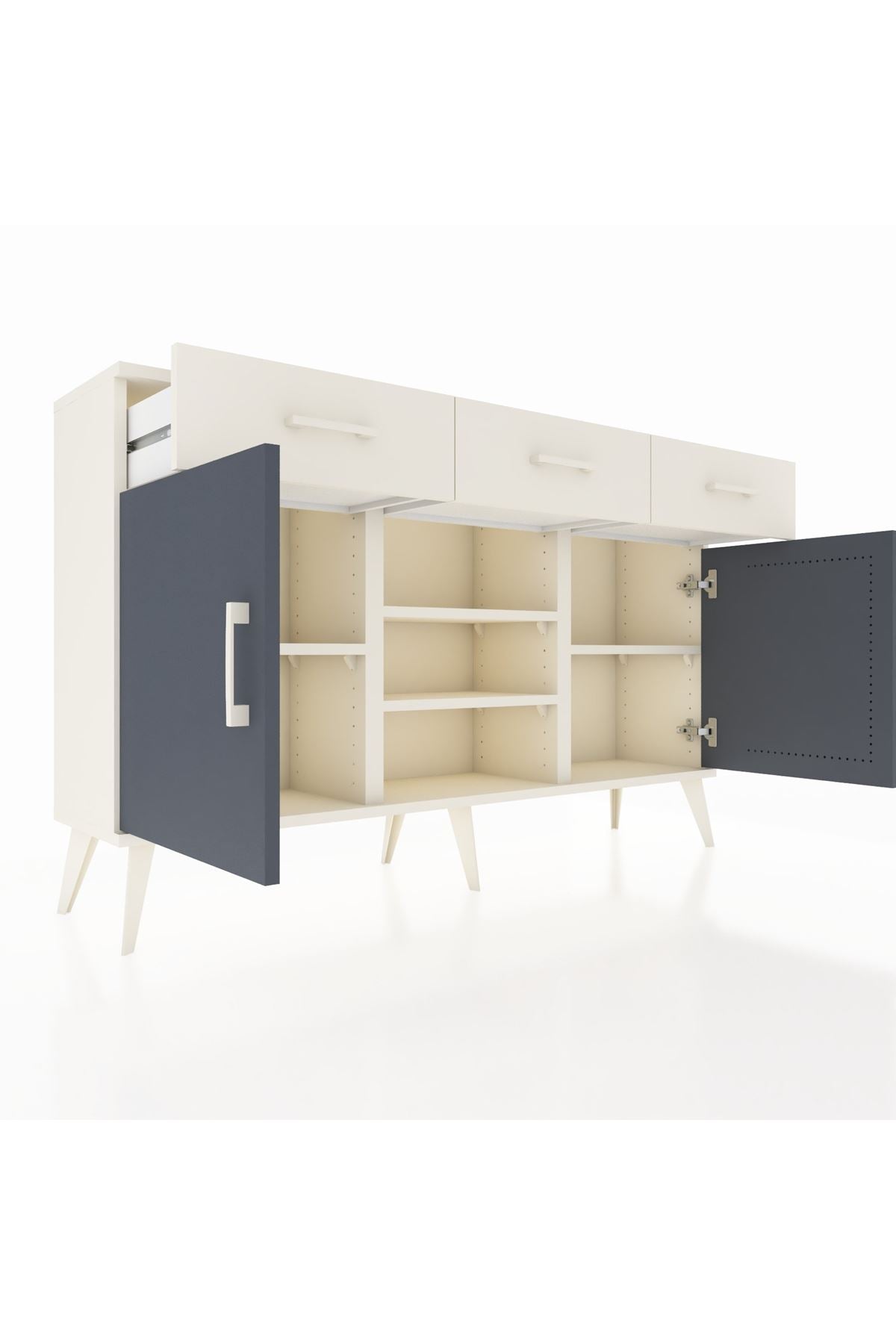 Arges Konsol 4 Raflı 3 Çekmeceli 2 Kapaklı 132x30x83 - S144M021V07A