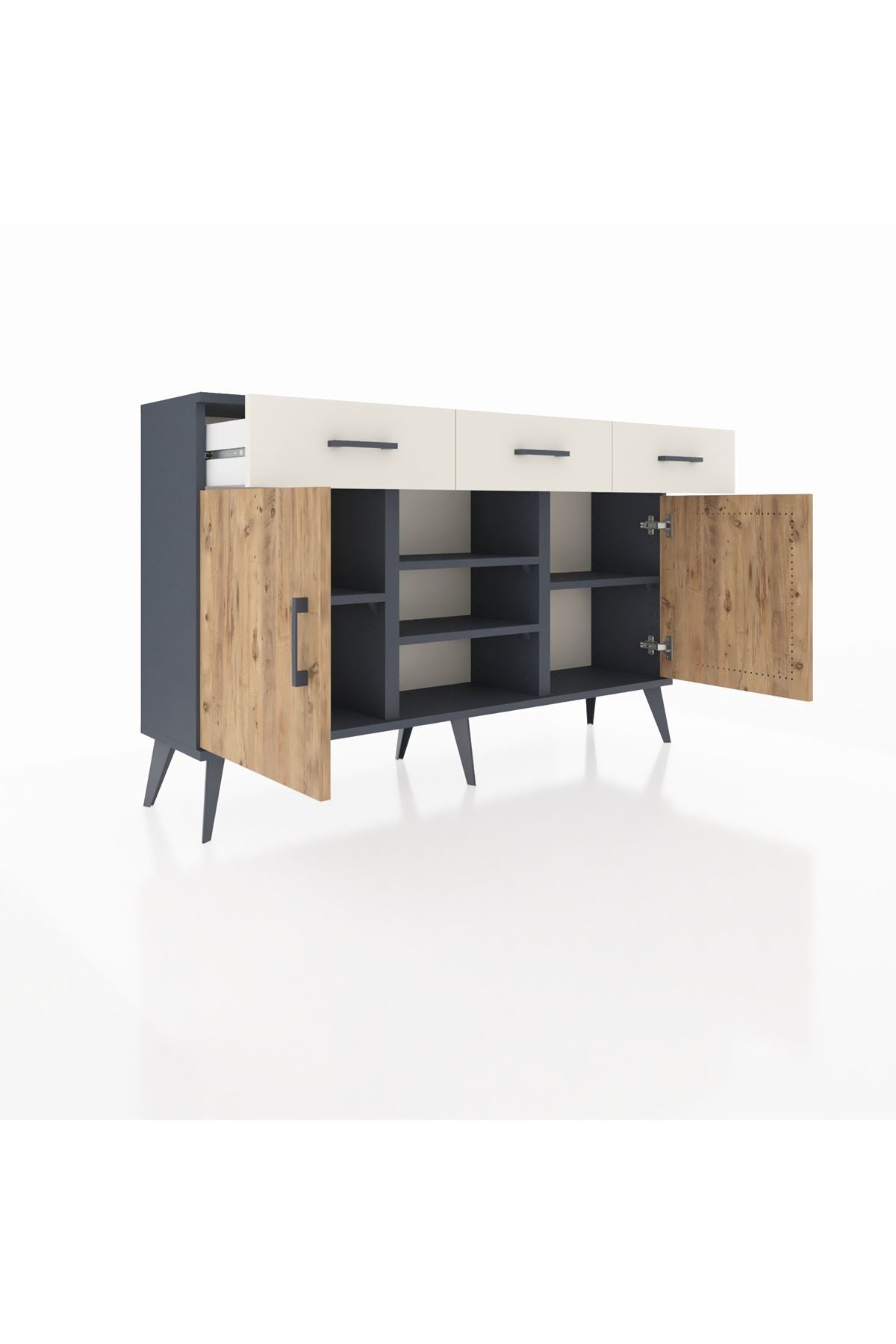 Arges Konsol 4 Raflı 3 Çekmeceli 2 Kapaklı 132x30x83 - S144M021V10A