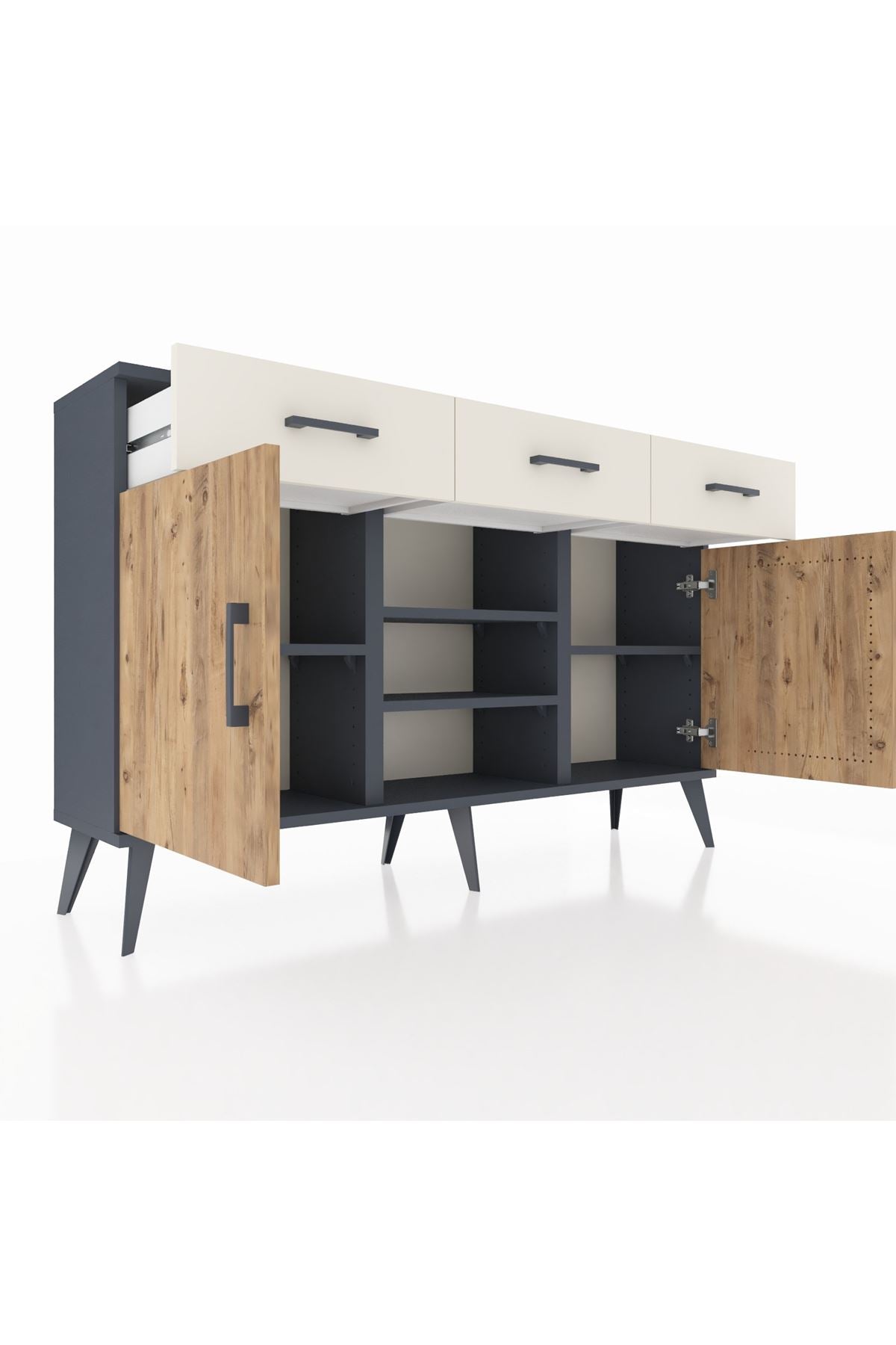 Arges Konsol 4 Raflı 3 Çekmeceli 2 Kapaklı 132x30x83 - S144M021V10A