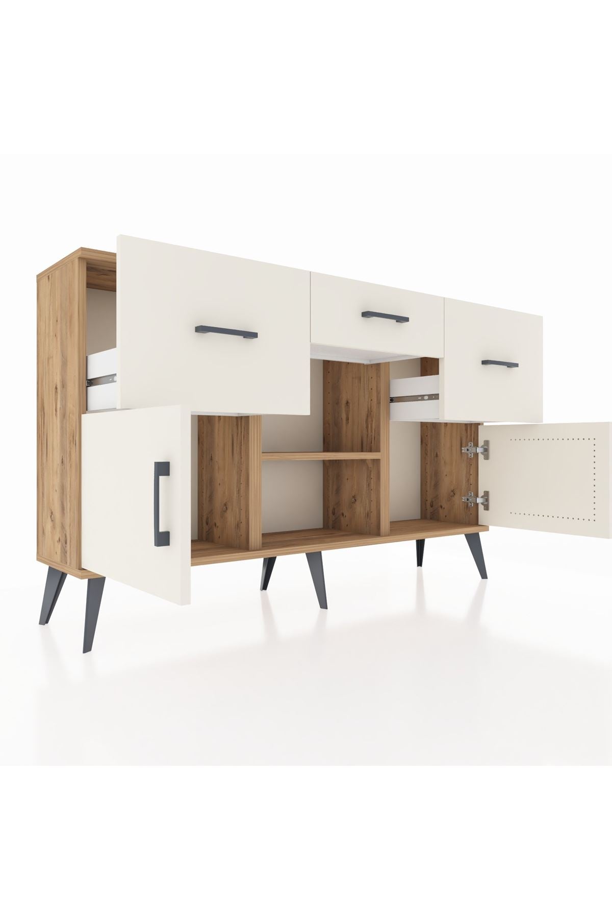 Arges Konsol Tek Raflı 3 Çekmeceli 3 Kapaklı 132x30x83 - S144M010V22A