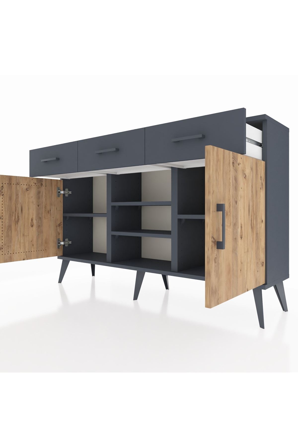 Arges Konsol 4 Raflı 3 Çekmeceli 2 Kapaklı 132x30x83 - S144M021V11A