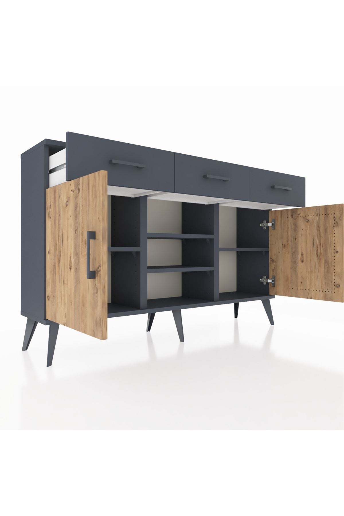 Arges Konsol 4 Raflı 3 Çekmeceli 2 Kapaklı 132x30x83 - S144M021V11A