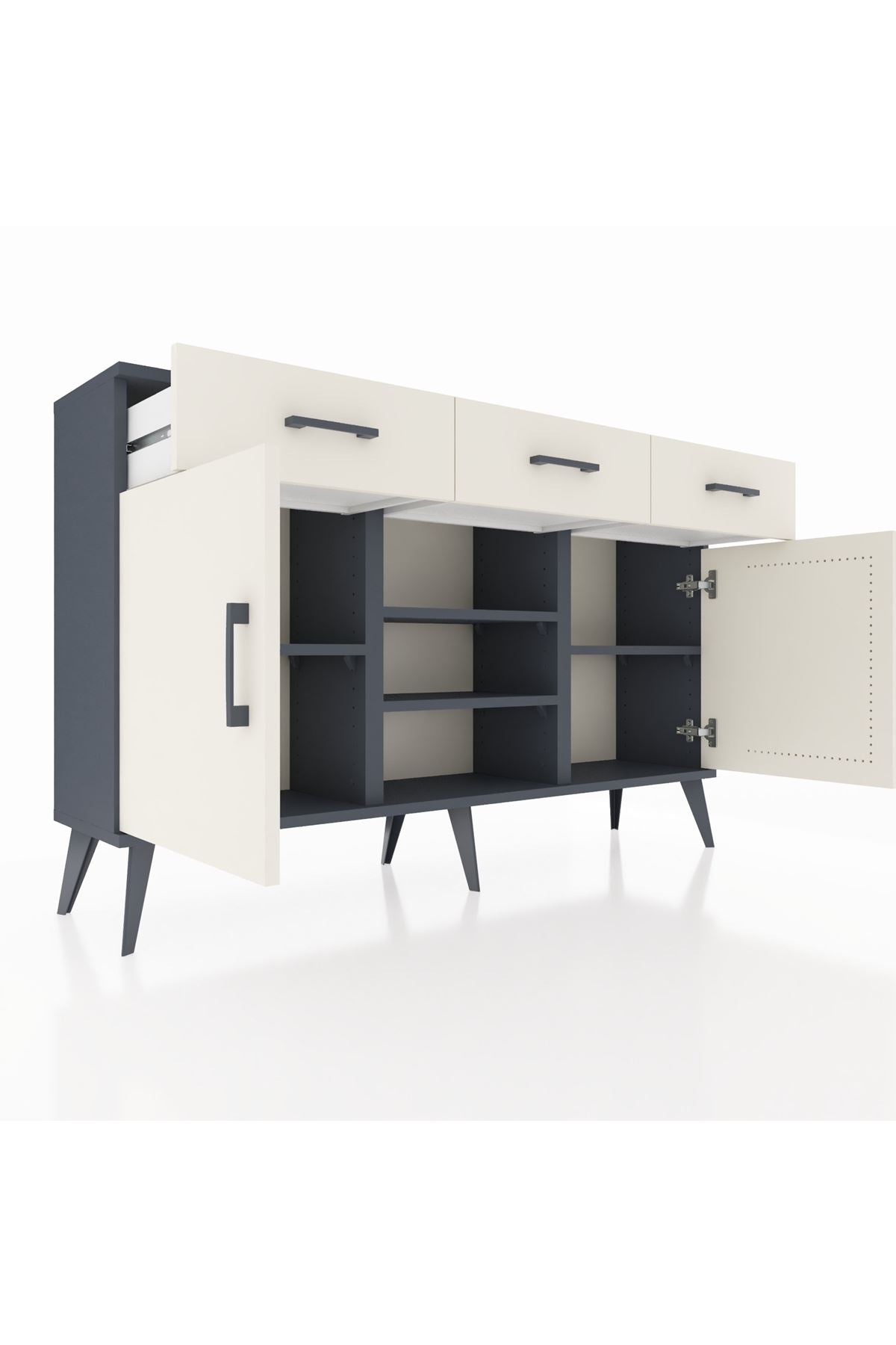 Arges Konsol 4 Raflı 3 Çekmeceli 2 Kapaklı 132x30x83 - S144M021V13A