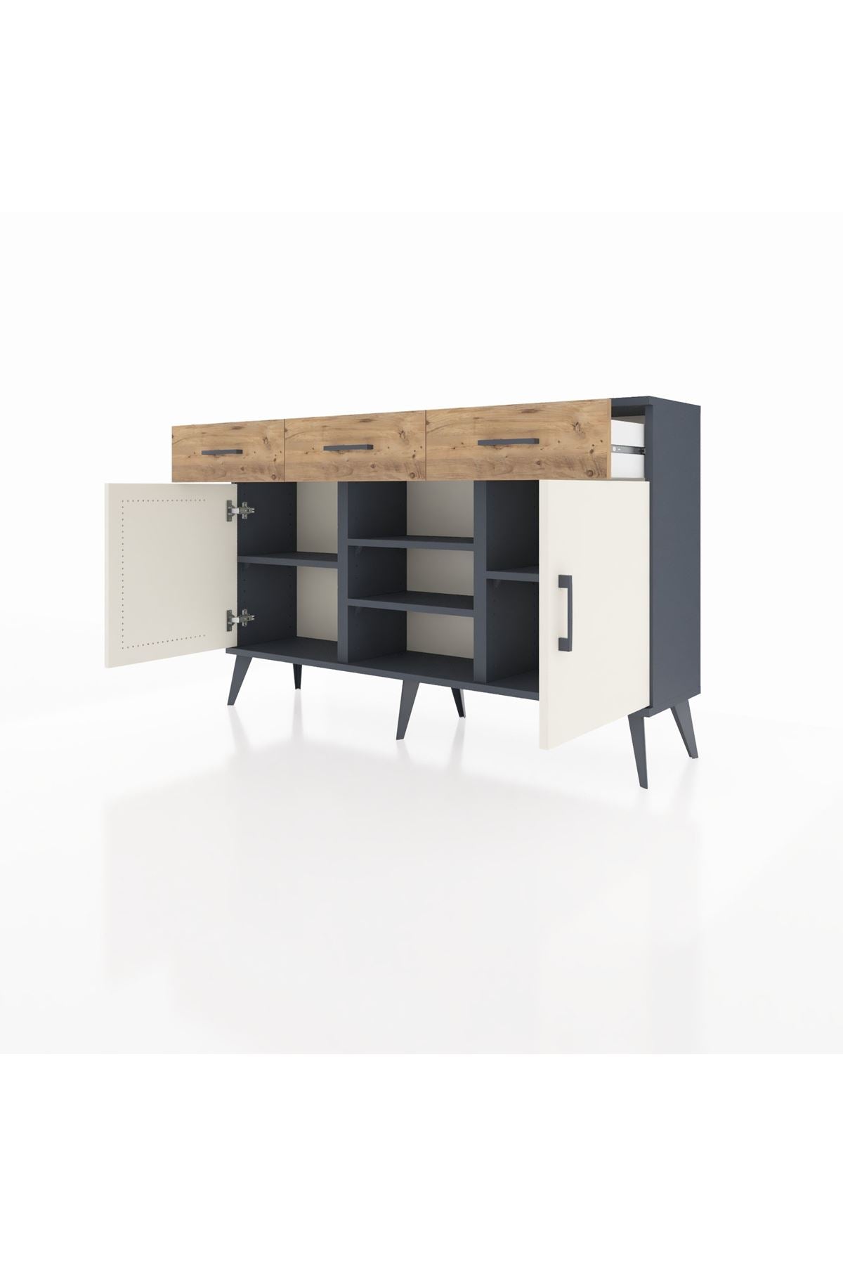 Arges Konsol 4 Raflı 3 Çekmeceli 2 Kapaklı 132x30x83 - S144M021V15A