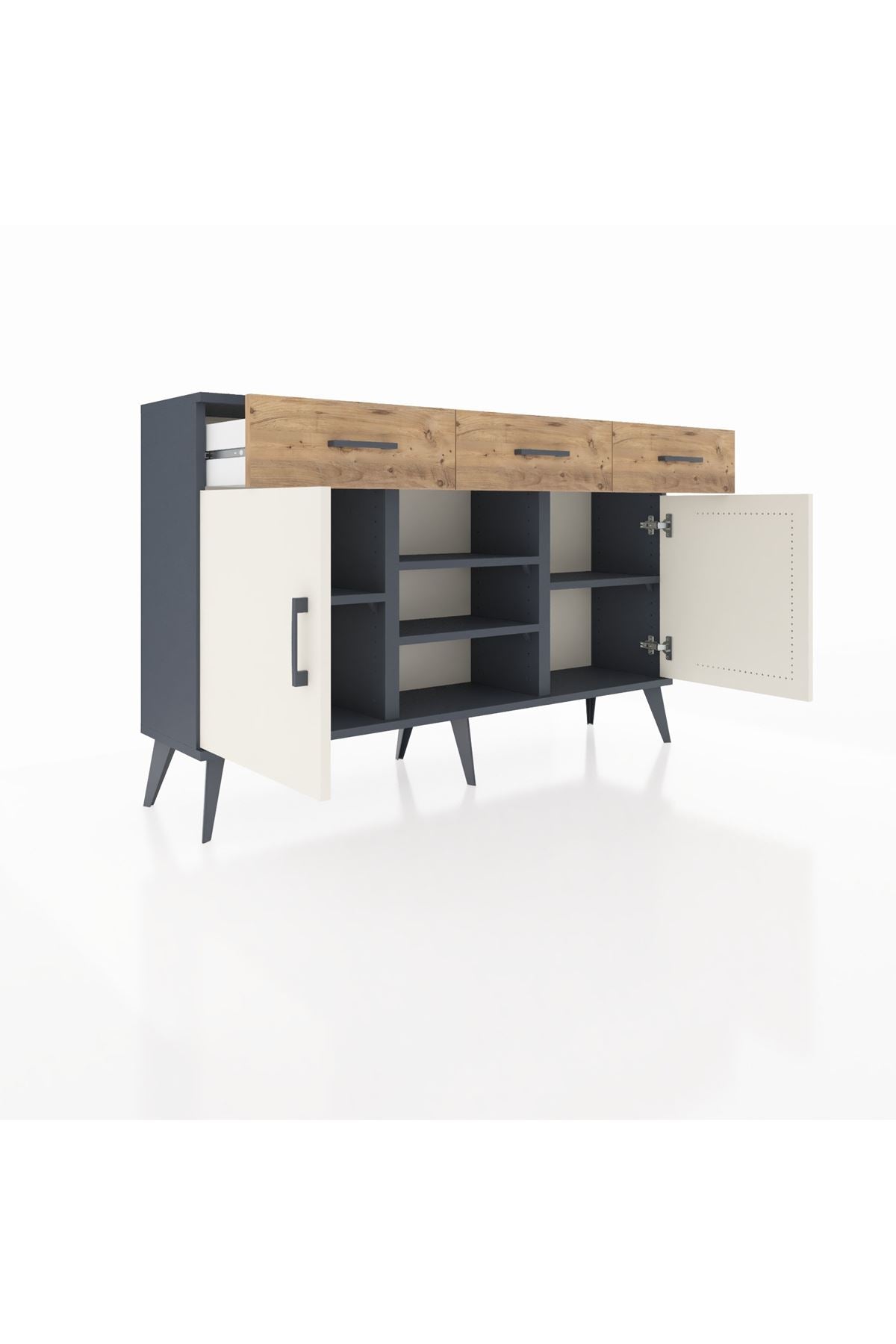 Arges Konsol 4 Raflı 3 Çekmeceli 2 Kapaklı 132x30x83 - S144M021V15A