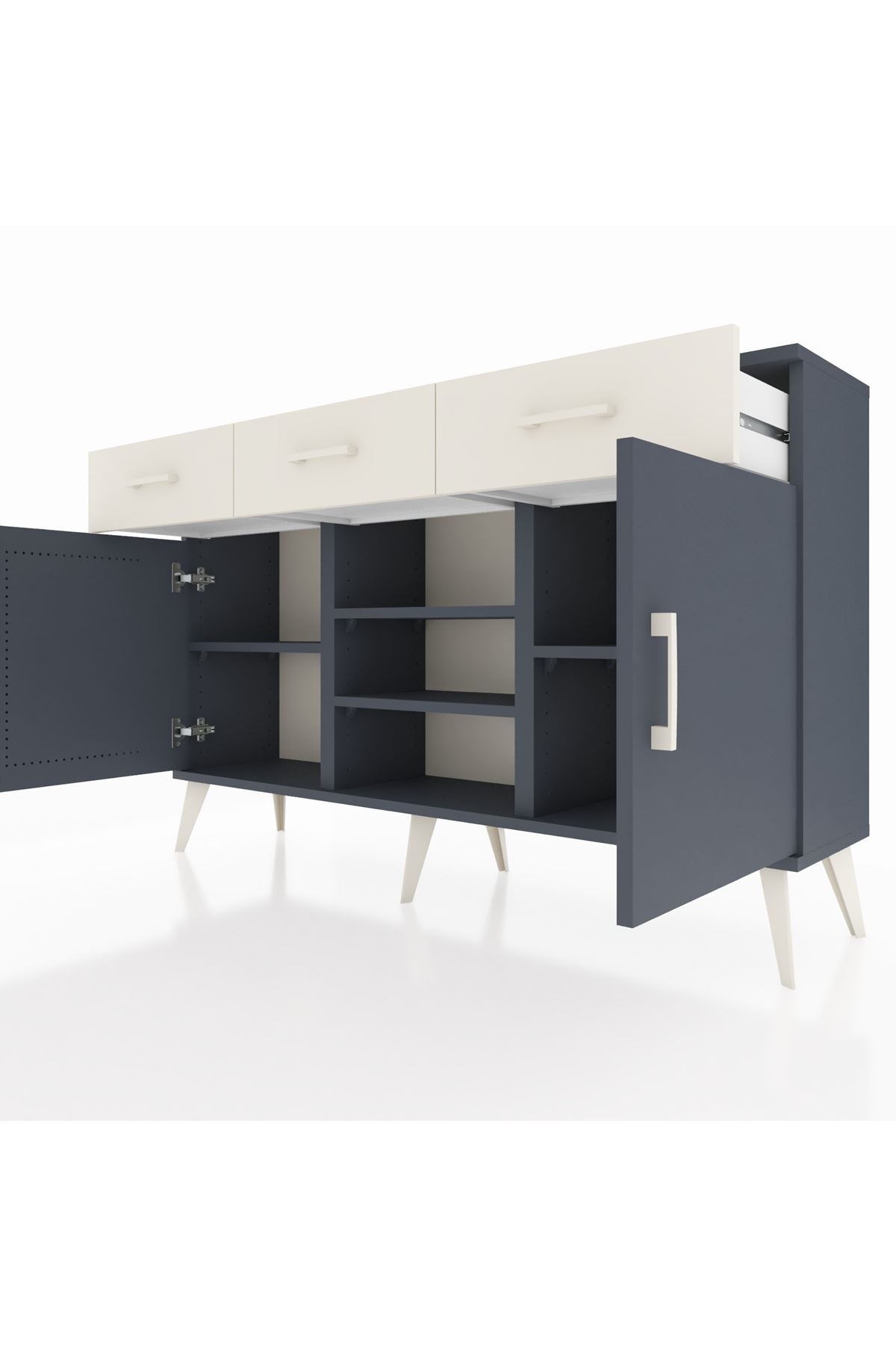 Arges Konsol 4 Raflı 3 Çekmeceli 2 Kapaklı 132x30x83 - S144M021V16A