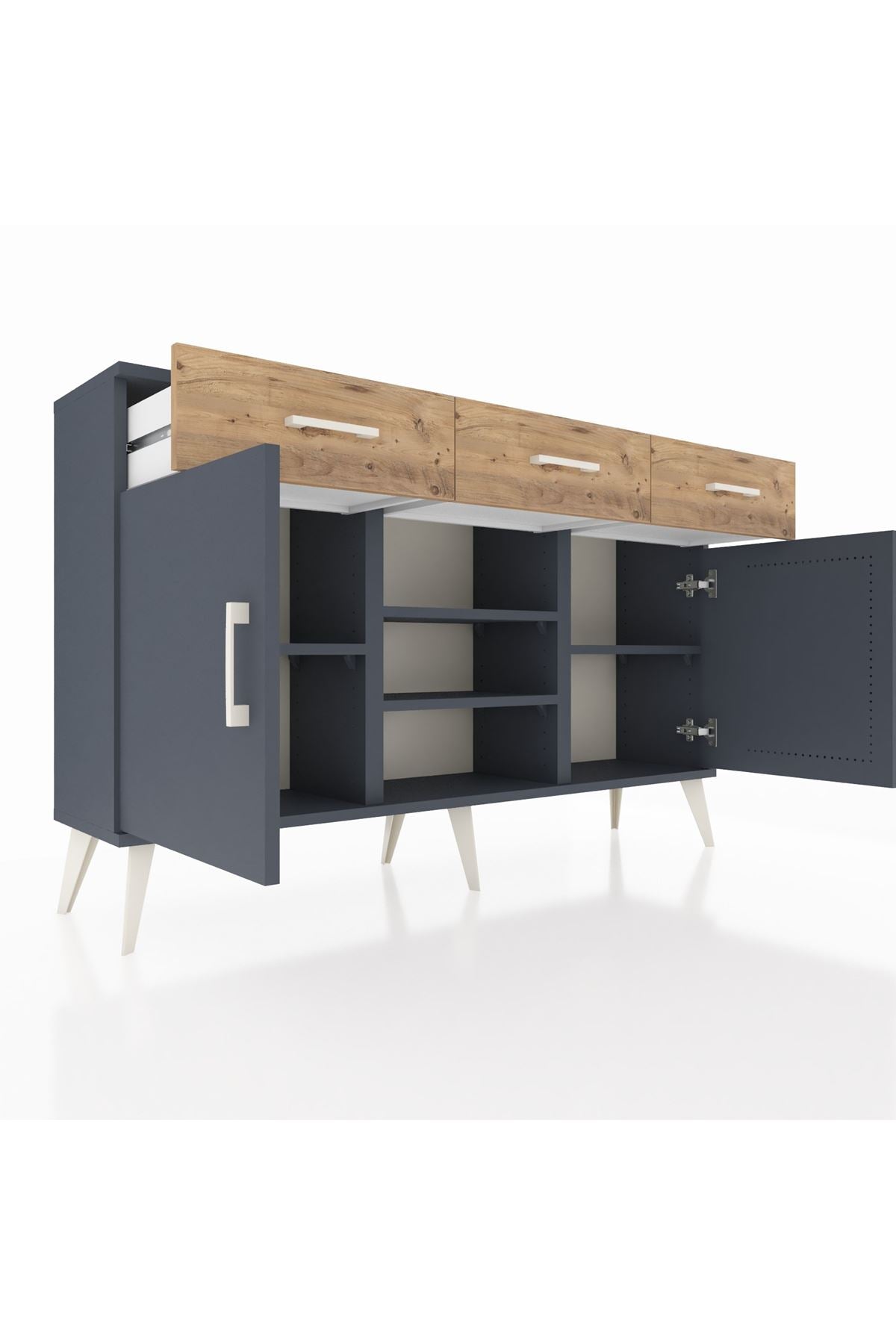 Arges Konsol 4 Raflı 3 Çekmeceli 2 Kapaklı 132x30x83 - S144M021V18A