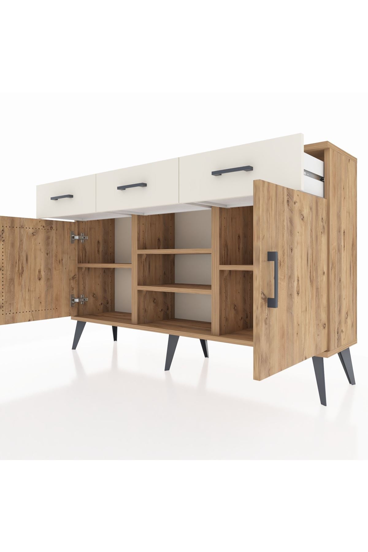 Arges Konsol 4 Raflı 3 Çekmeceli 2 Kapaklı 132x30x83 - S144M021V19A
