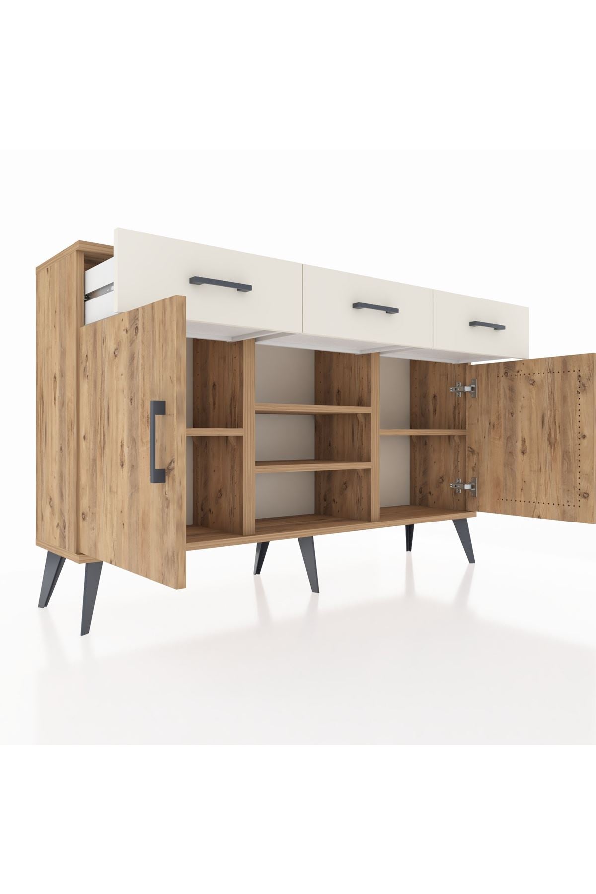 Arges Konsol 4 Raflı 3 Çekmeceli 2 Kapaklı 132x30x83 - S144M021V19A
