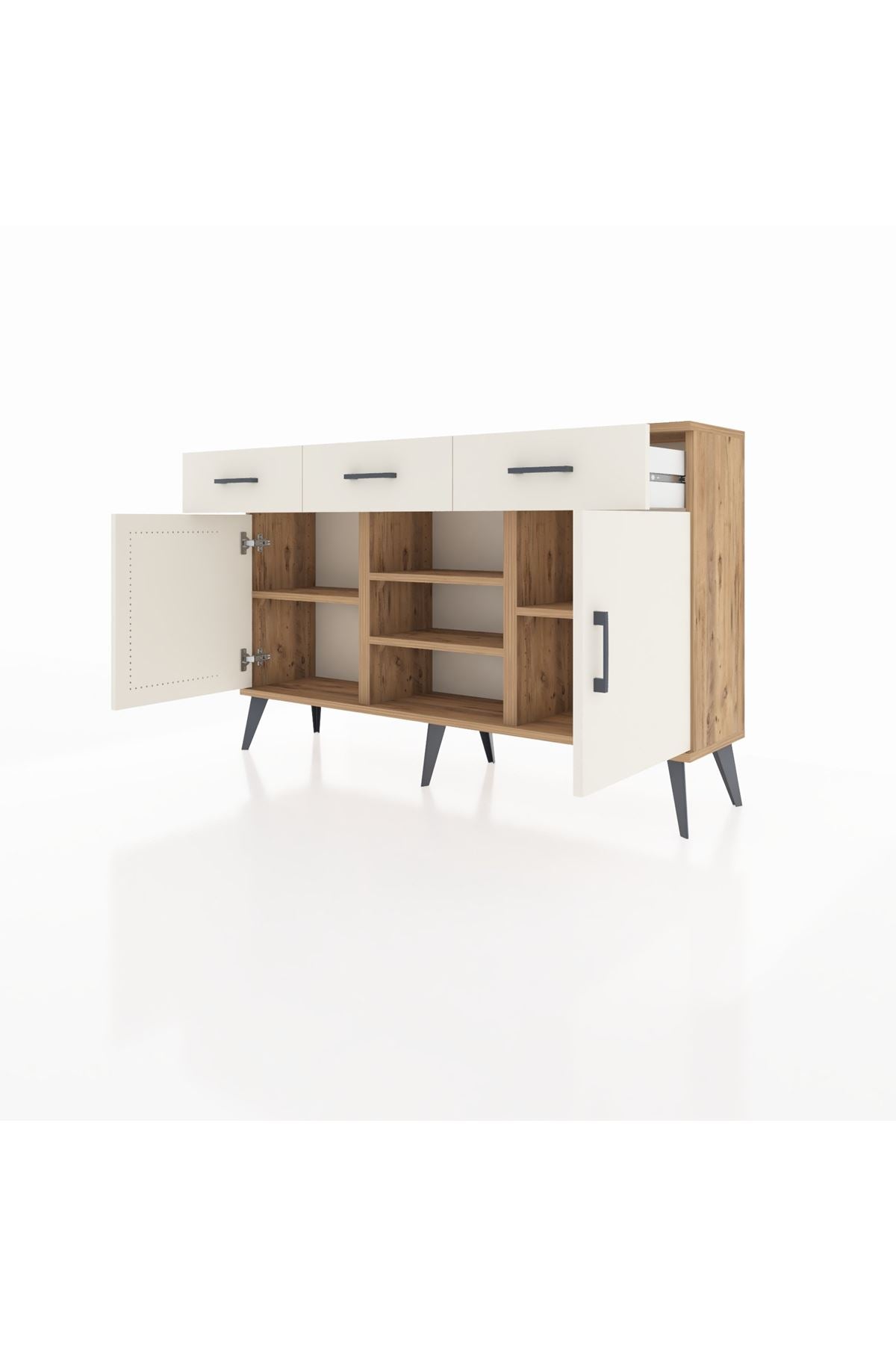 Arges Konsol 4 Raflı 3 Çekmeceli 2 Kapaklı 132x30x83 - S144M021V22A