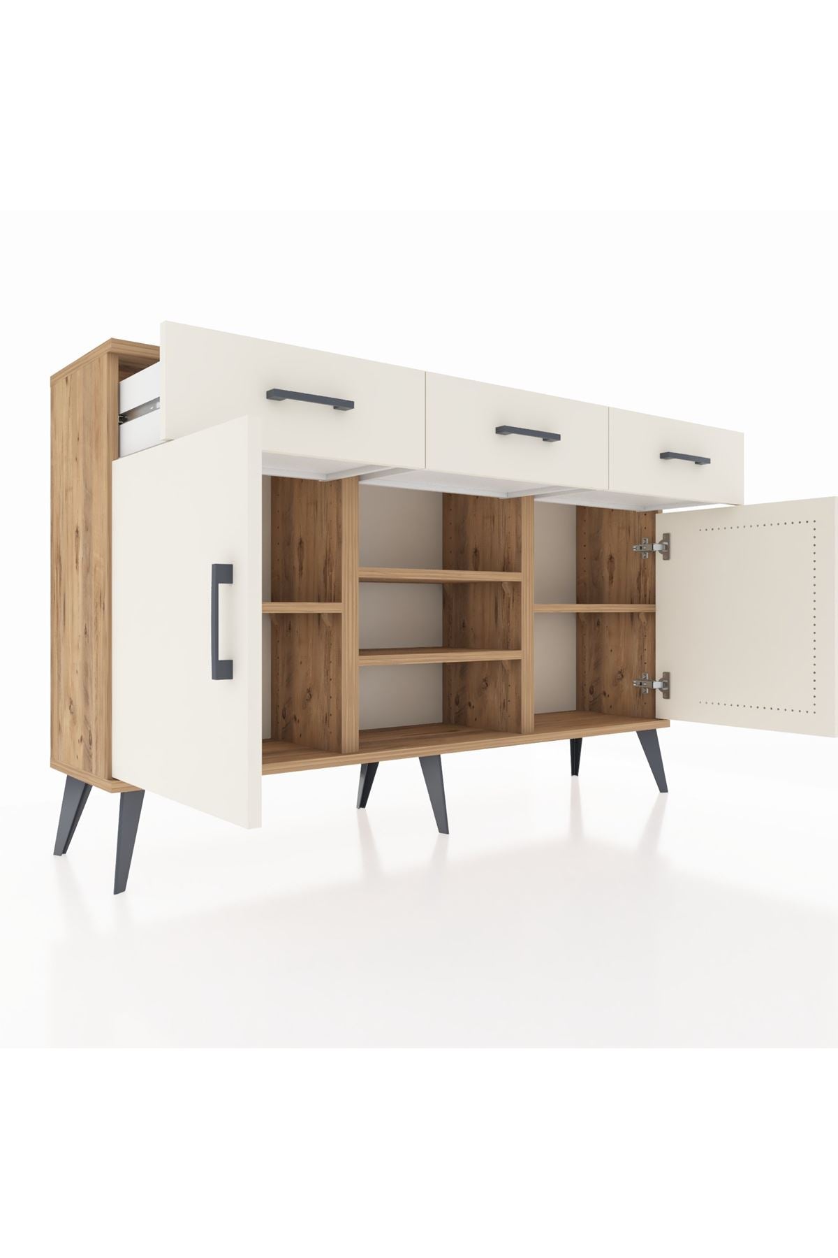 Arges Konsol 4 Raflı 3 Çekmeceli 2 Kapaklı 132x30x83 - S144M021V22A