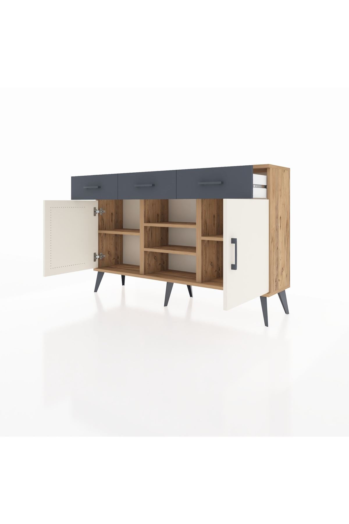 Arges Konsol 4 Raflı 3 Çekmeceli 2 Kapaklı 132x30x83 - S144M021V23A