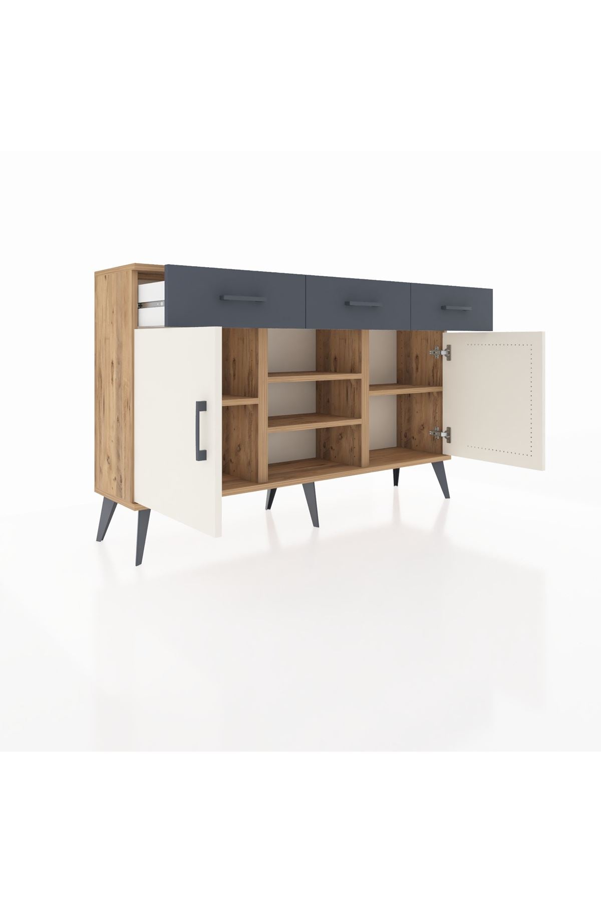 Arges Konsol 4 Raflı 3 Çekmeceli 2 Kapaklı 132x30x83 - S144M021V23A