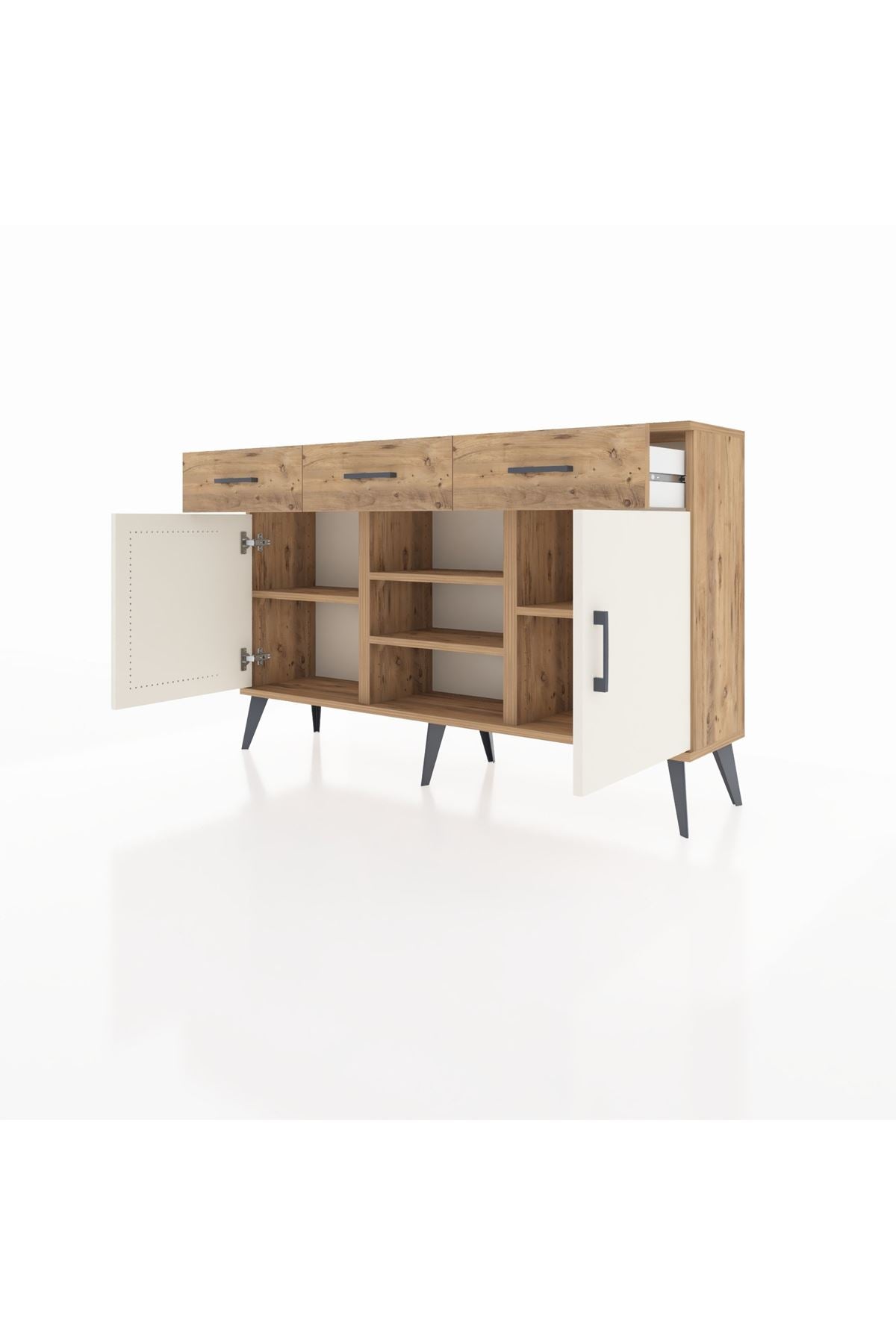 Arges Konsol 4 Raflı 3 Çekmeceli 2 Kapaklı 132x30x83 - S144M021V24A