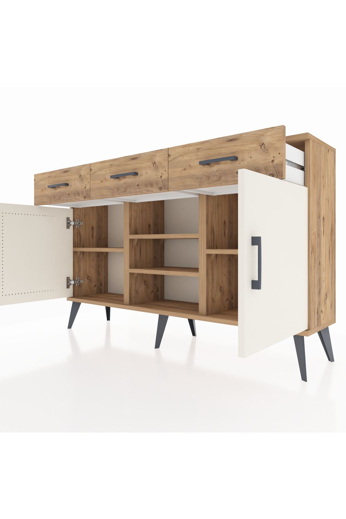 Arges Konsol 4 Raflı 3 Çekmeceli 2 Kapaklı 132x30x83 - S144M021V24A