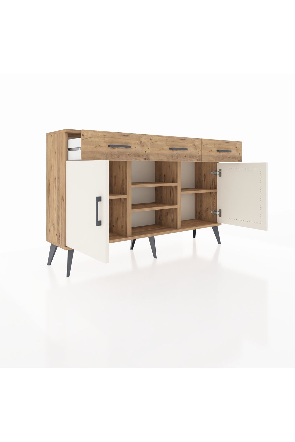 Arges Konsol 4 Raflı 3 Çekmeceli 2 Kapaklı 132x30x83 - S144M021V24A