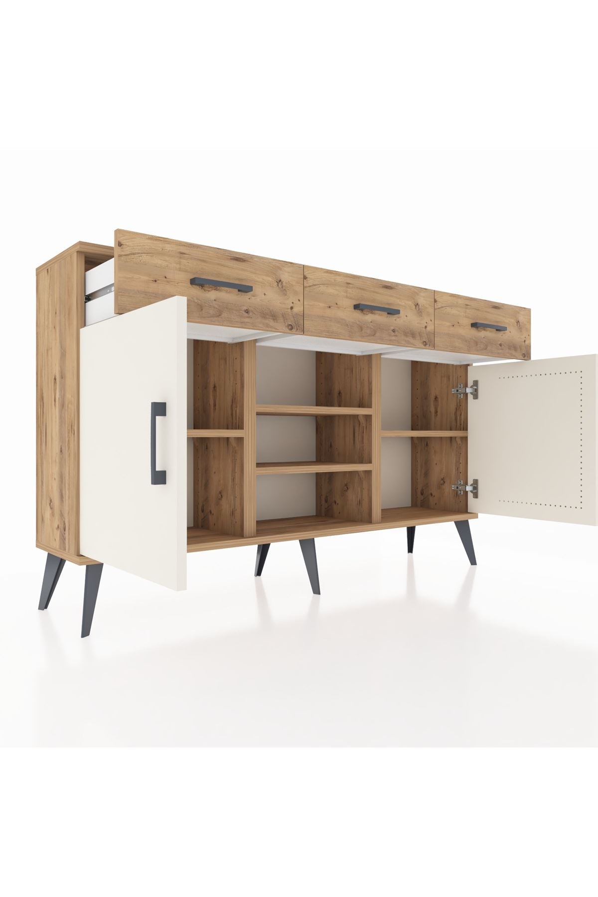 Arges Konsol 4 Raflı 3 Çekmeceli 2 Kapaklı 132x30x83 - S144M021V24A
