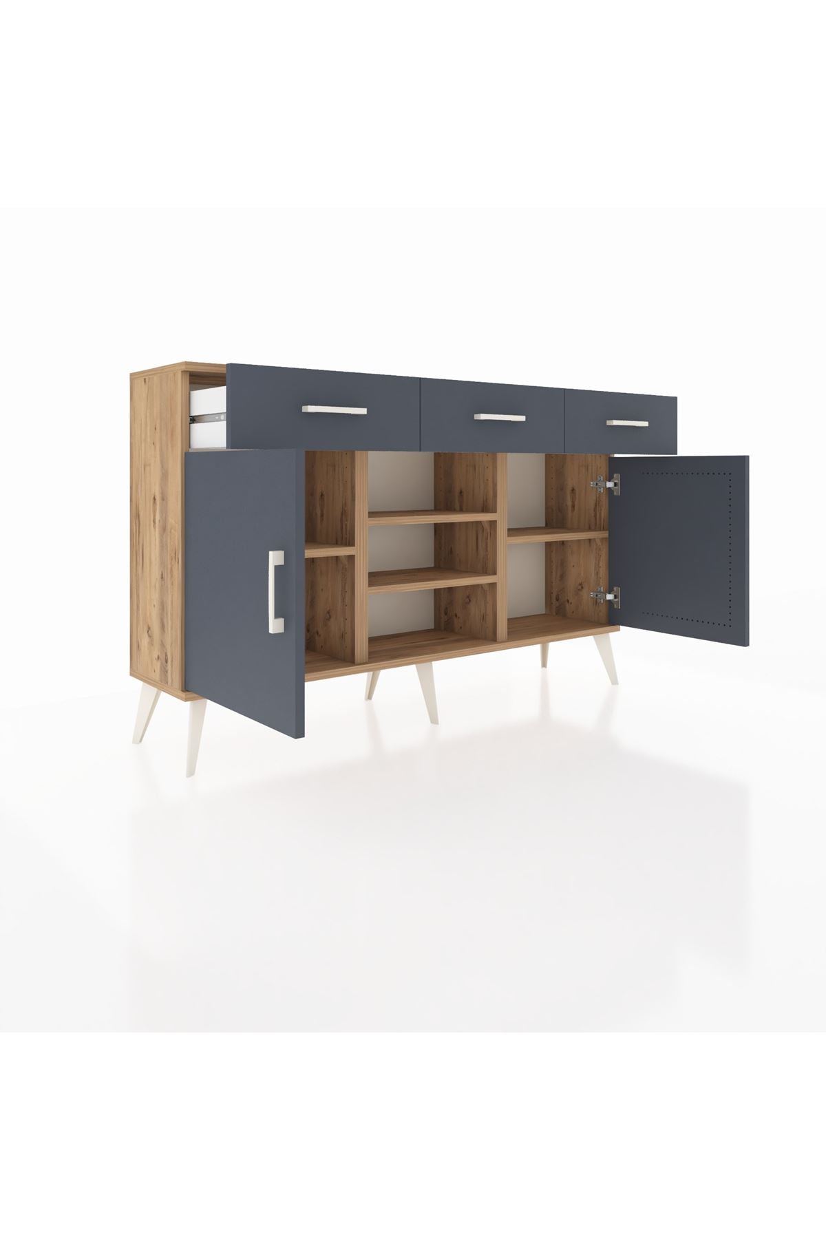 Arges Konsol 4 Raflı 3 Çekmeceli 2 Kapaklı 132x30x83 - S144M021V26A