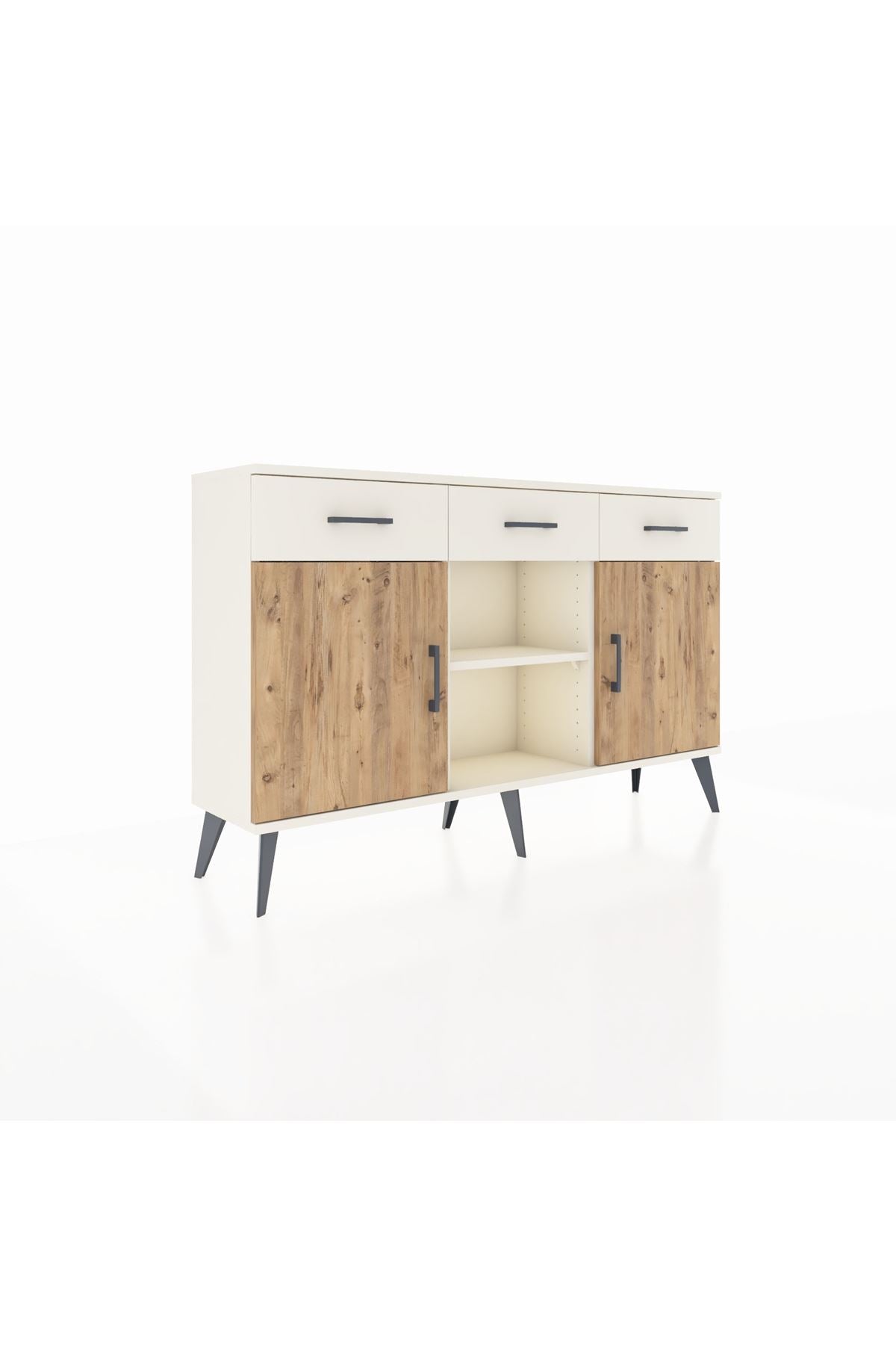 Arges Konsol 3 Raflı 3 Çekmeceli 3 Kapaklı 132x30x83 - S144M022V01A