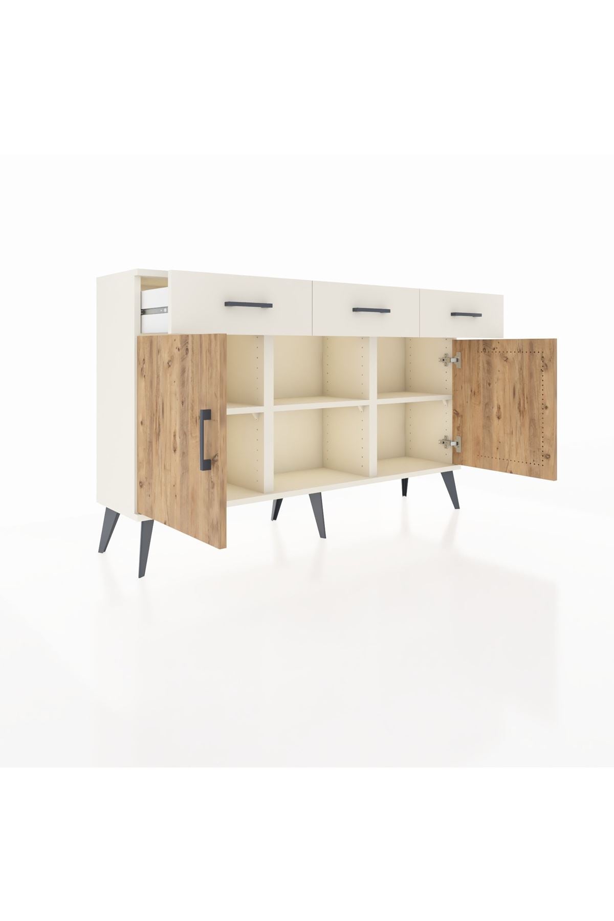 Arges Konsol 3 Raflı 3 Çekmeceli 3 Kapaklı 132x30x83 - S144M022V01A