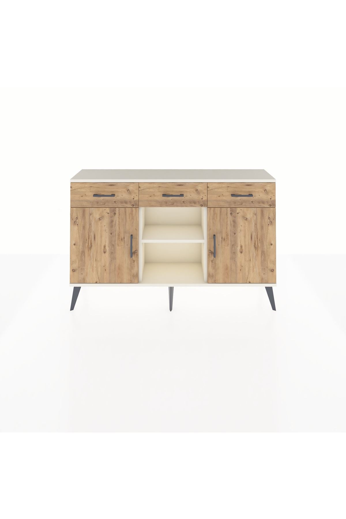 Arges Konsol 3 Raflı 3 Çekmeceli 3 Kapaklı 132x30x83 - S144M022V03A