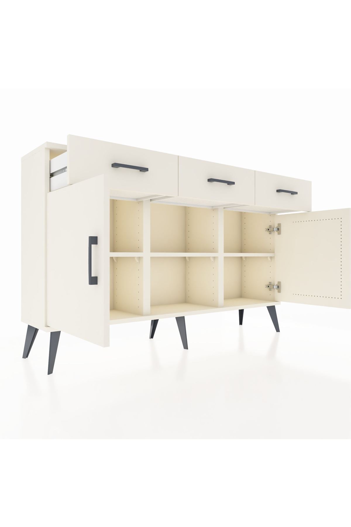 Arges Konsol 3 Raflı 3 Çekmeceli 3 Kapaklı 132x30x83 - S144M022V04A