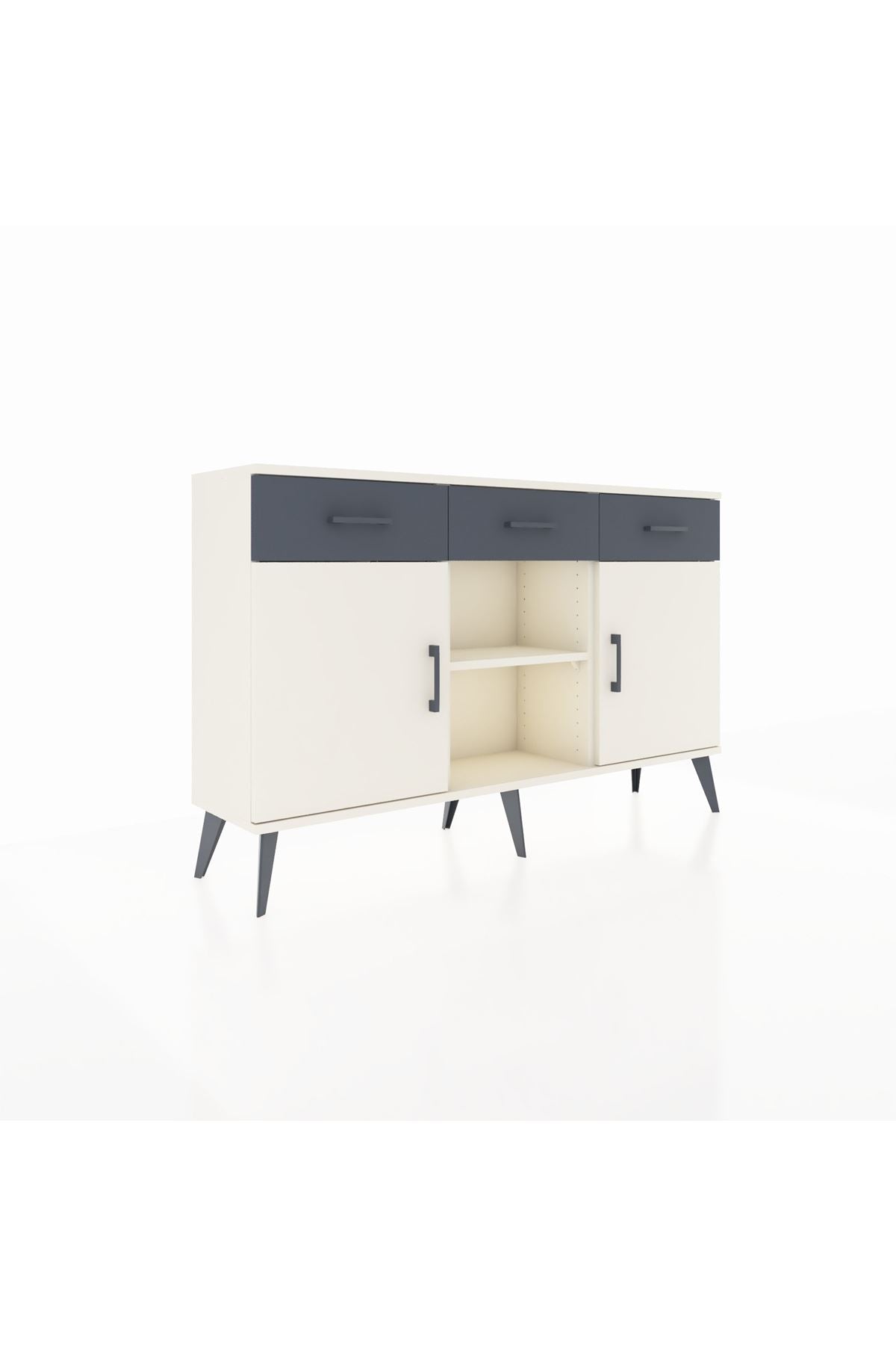 Arges Konsol 3 Raflı 3 Çekmeceli 3 Kapaklı 132x30x83 - S144M022V05A