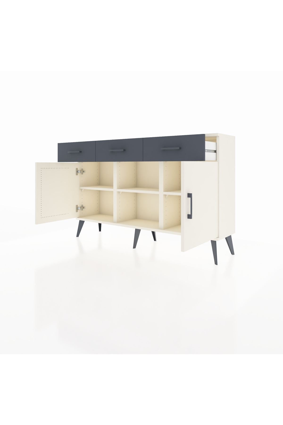 Arges Konsol 3 Raflı 3 Çekmeceli 3 Kapaklı 132x30x83 - S144M022V05A