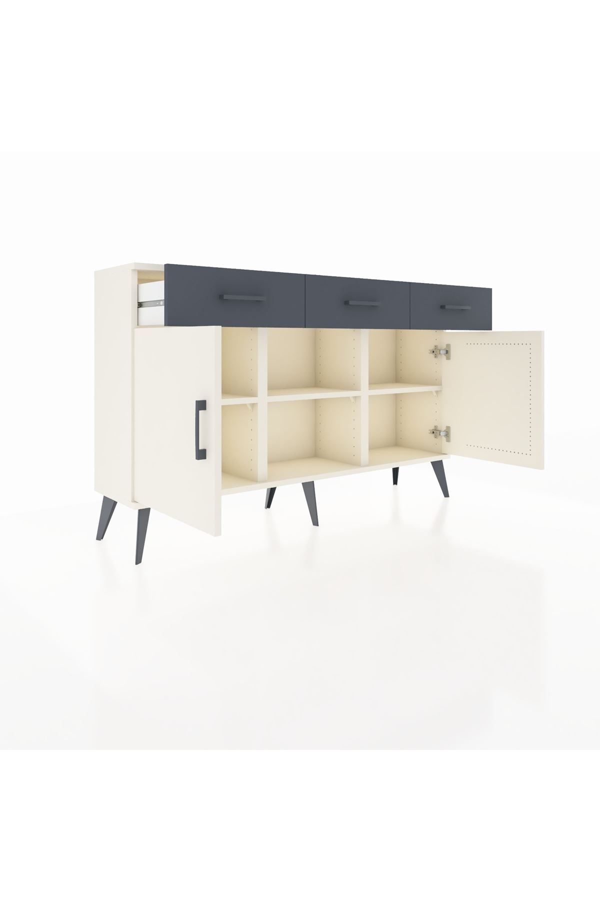 Arges Konsol 3 Raflı 3 Çekmeceli 3 Kapaklı 132x30x83 - S144M022V05A