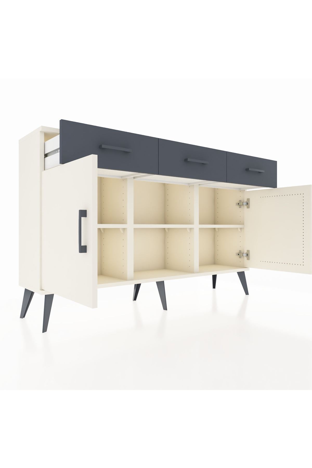 Arges Konsol 3 Raflı 3 Çekmeceli 3 Kapaklı 132x30x83 - S144M022V05A